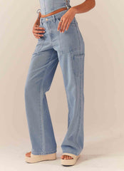 Backstage Pass Denim Lowrise Pants - Subdued Blue