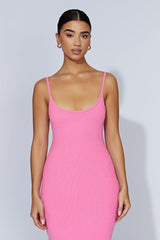 Alexis Ribbed Cami Midi Dress - Bubblegum Pink