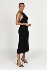 Adrienne Halter Neck Midi Dress - Black