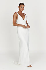 Amanza Maxi Dress With Cowl Back - White