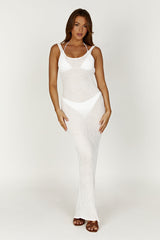 Abbey Ladder Knit Cowl Maxi Dress - White