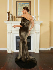 Strapless Backless Mermaid Off Shoulder Pleated Evening Dress RM20104