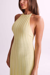 Adrienne Halter Neck Midi Dress - Lemon