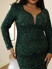 Plus Size Mermaid Sequins Green Evening Dress PXJ1877