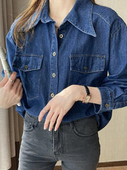 Wash Dual Pocket Denim Blouses&Shirts