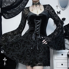 Amalthea Dark Ethereal Vampire Goth Bell Sleeve Dress