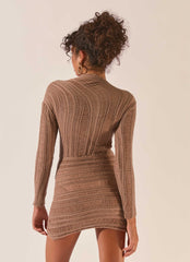 Angels Wing Mini Dress - Taupe