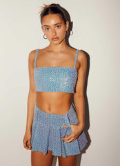 Fly Girl Crop Top - Sequin Denim