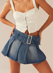 No Angel Denim Mini Skirt - Washed Blue