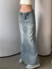 Vintage Denim Mermaid Maxi Skirt