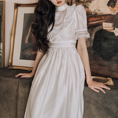 Chantelle Romantic Academia Flower Embroidered Vintage-style Dress