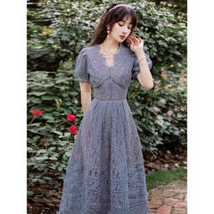 Evening Moon Blue Lace Romantic Princess Fairy Dress