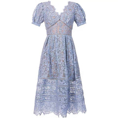 Evening Moon Blue Lace Romantic Princess Fairy Dress