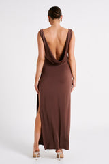 Alika Draped Front Maxi Dress - Mocha