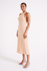 Adrienne Halter Neck Midi Dress - Apricot