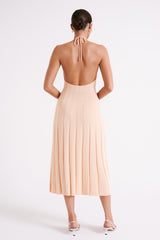 Adrienne Halter Neck Midi Dress - Apricot