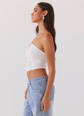 All My Affection Bustier Top - Pink Ribbon