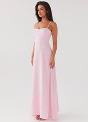 Angelina Linen Maxi Dress - Pink Petal