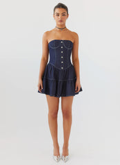 Adriana Denim Bustier Dress - Indigo