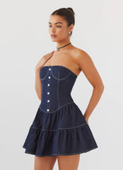 Adriana Denim Bustier Dress - Indigo