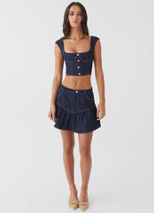 Isabella Denim Bustier Top - Indigo