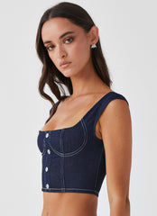 Isabella Denim Bustier Top - Indigo