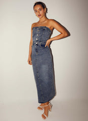 Cassidy Denim Midi Dress - Dark Blue