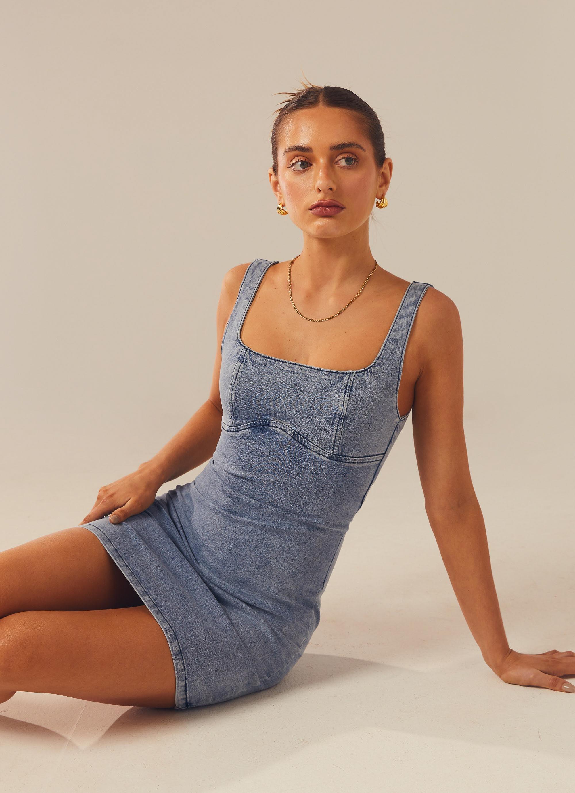 Alessia Denim Mini Dress - Blue Denim