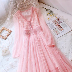 Pink Star Embroidered Tulle Fairy Dress