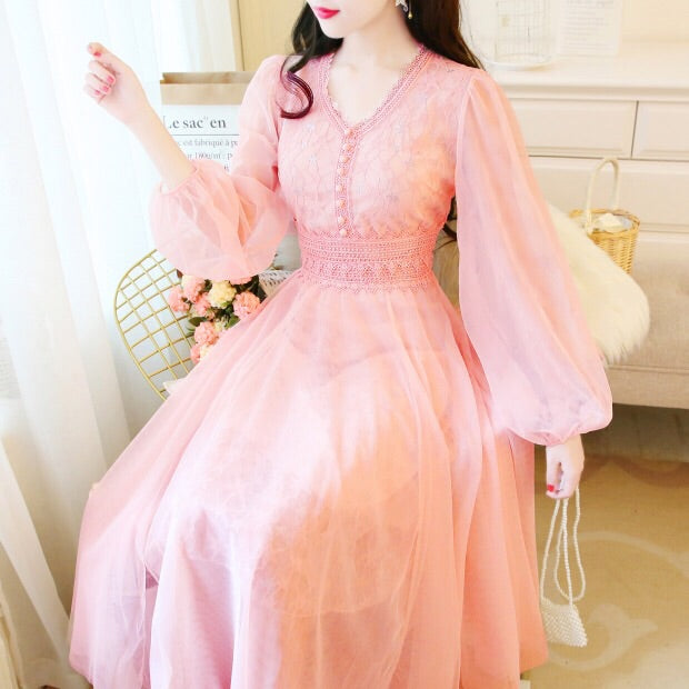 Pink Star Embroidered Tulle Fairy Dress