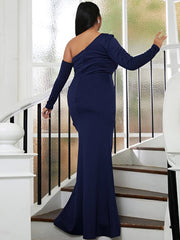 Plus Size Asymmetric Panel Evening Dress PXL101