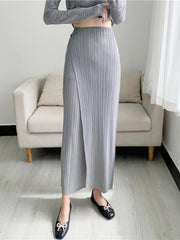 YUDX Women Pleated Solid Color Ankle-length Pants Elastic Waist Wide Leg Straight Female Trsouser Loose 2023 Summer