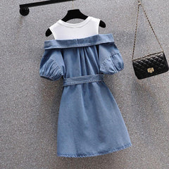 Fashion Button Denim Mini Dress