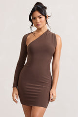 Siren | Chocolate One Shoulder Bodycon Mini Dress