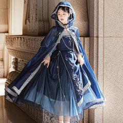 Ancient Hooded Cloak Embroidery Butterfly Tassel Chain Dress