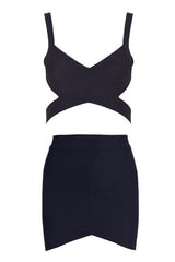 Ang Bandage Top and Mini Skirt Set - Classic Black