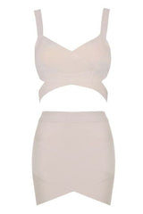 Ang Bandage Top and Mini Skirt Set - Cream