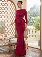 Crew Neck Mermaid Evening Dress M02158