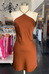 Alba Mini Dress-Brown