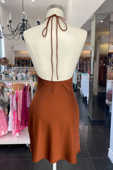 Alba Mini Dress-Brown